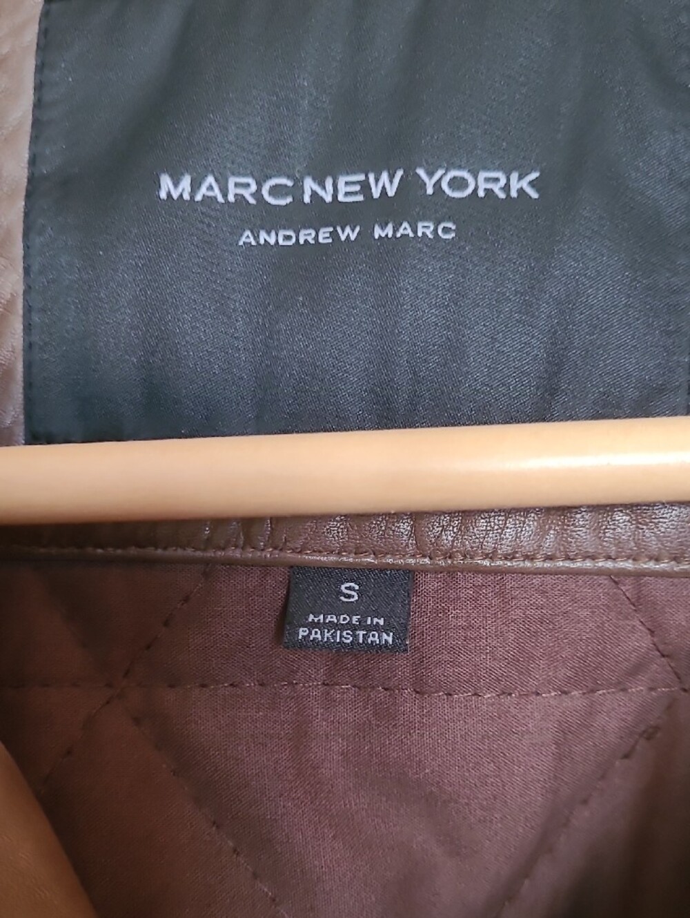 Marc New York Brown Leather Bomber Jacket with Zip Pockets - Picture 2 of 14